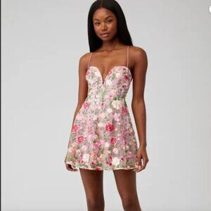 For love and lemons Luna mini dress - pink floral - size small